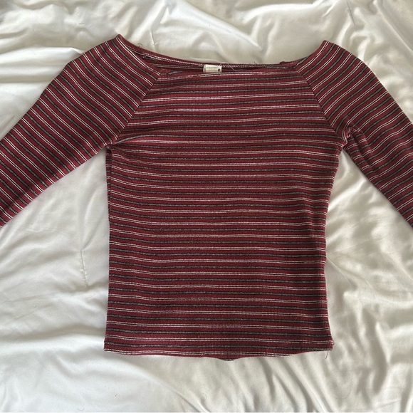 Long sleeve off the shoulder from Garage. Size Medium, with stripes - Picture 1 of 2